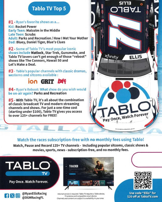 NASCAR Driver Ryan Ellis #71 Hero Card from Talladega Race United Rentals 250