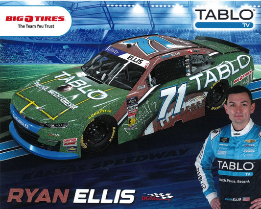 NASCAR Driver Ryan Ellis #71 Hero Card from Kansas City Race Kansas Lottery 300