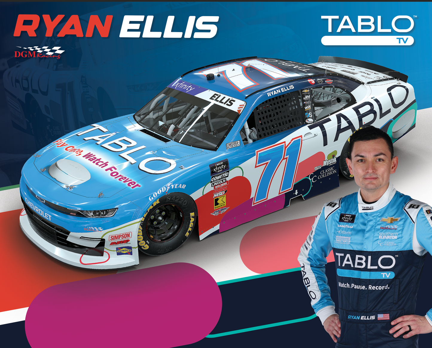 NASCAR Driver Ryan Ellis #71 Hero Card from Watkins Glen Race the Mission 200