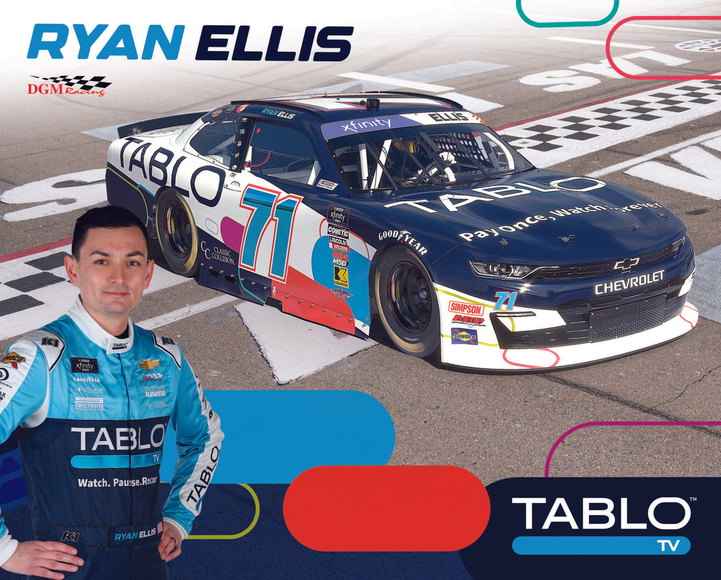 NASCAR Driver Ryan Ellis #71 Hero Card from  Las Vegas Xfinity Race The LiUNA!