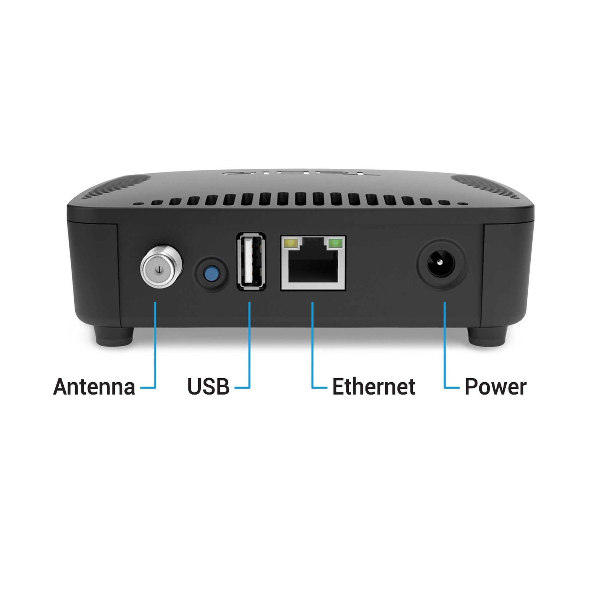 Tablo DUAL LITE Over-The-Air (OTA) DVR (Digital Video Recorder) for Cord Cutters. DVR hardware, rear view with inputs labelled.