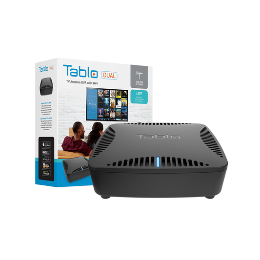 Tablo DUAL LITE Over-The-Air (OTA) DVR (Digital Video Recorder) for Cord Cutters. Retail Box and DVR hardware.